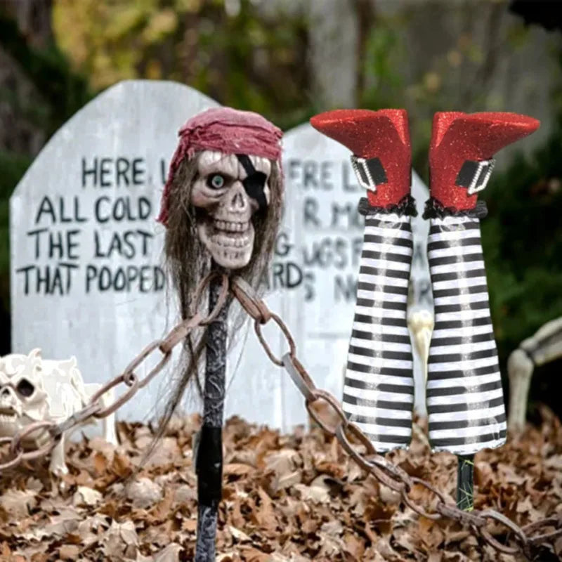 CN Halloween Witch Legs Props for Yard Decoration, 2 Pieces