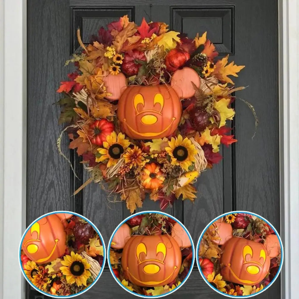 Hign-concerned Halloween Garland Artificial Maple Leaf Wreath Decor