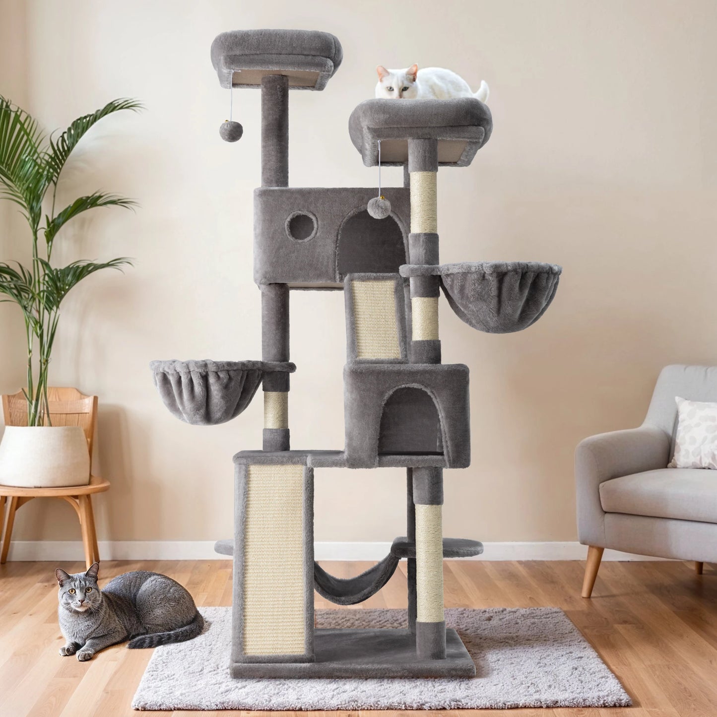 Allewie Cat Tree Tower with Plush Perches and Scratching Post