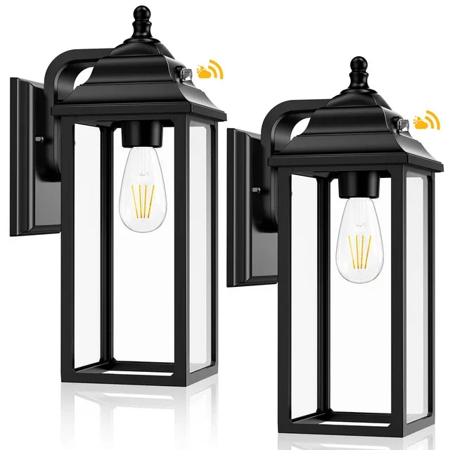 Outdoor Wall Sconce Lights by LS Wall Lanterns - Black Set