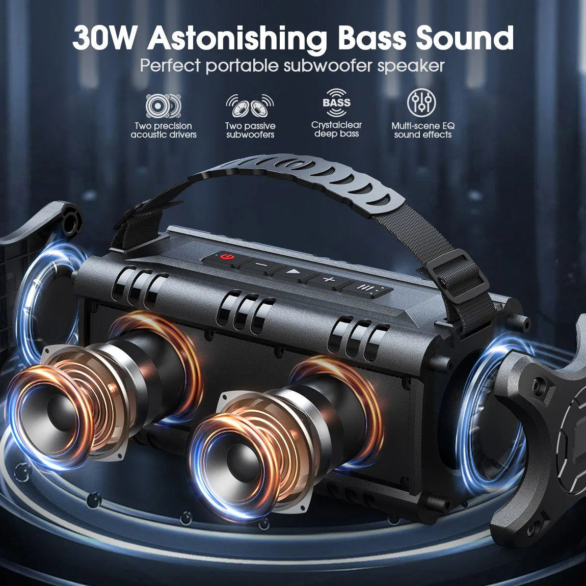 Bluetooth , 30W Portable Wireless  Waterproof Outdoor Speaker,