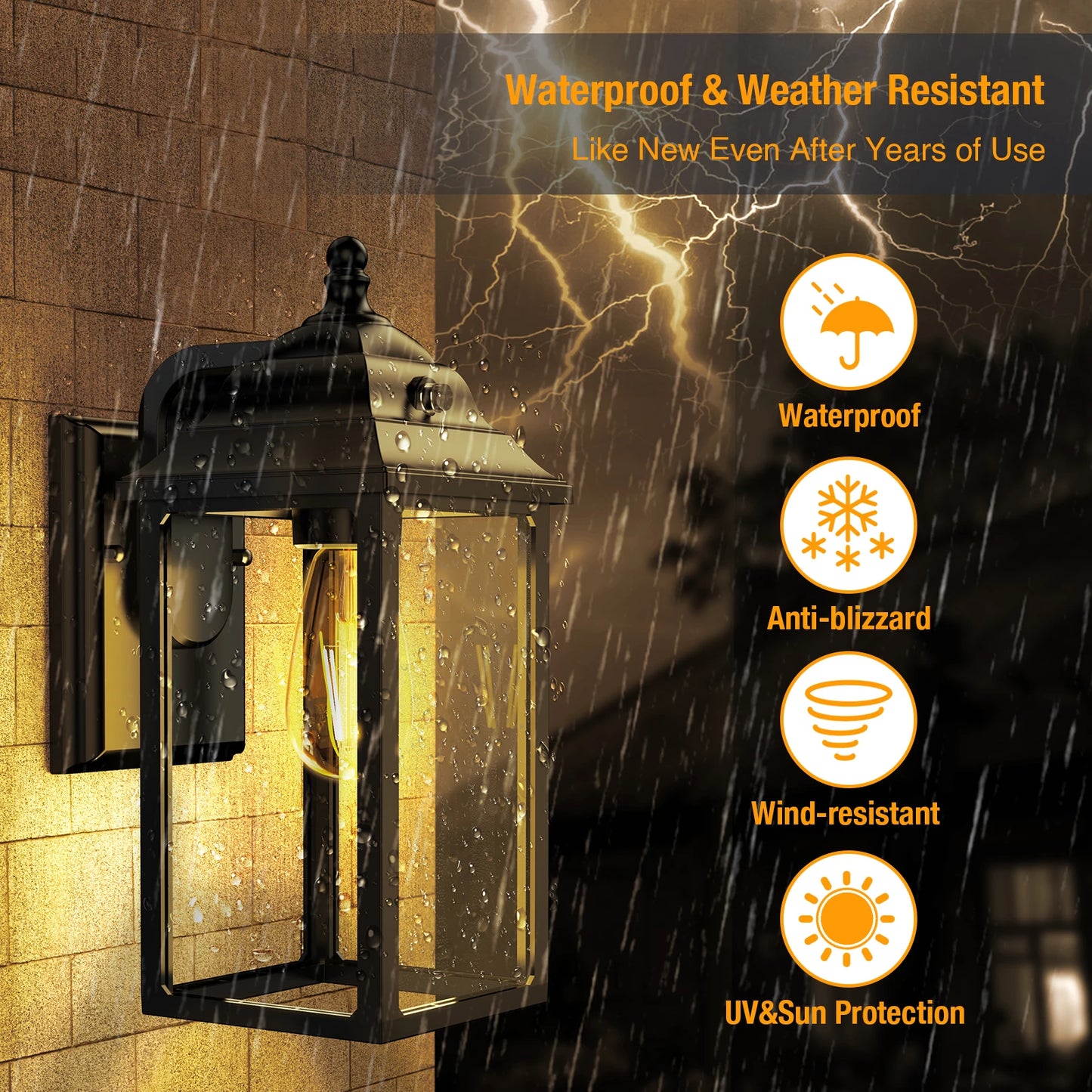 Outdoor Wall Sconce Lights by LS Wall Lanterns - Black Set