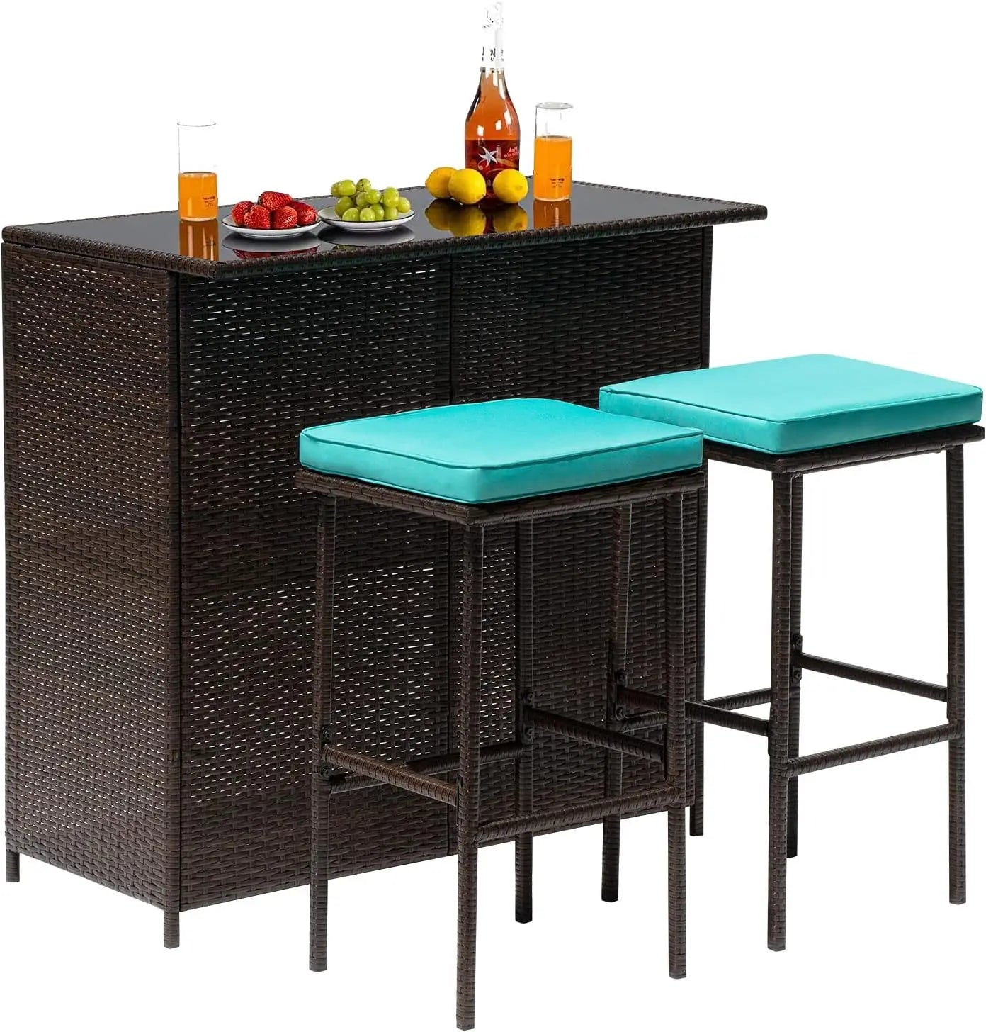 3 Piece Patio Set Chairs Wicker Sets