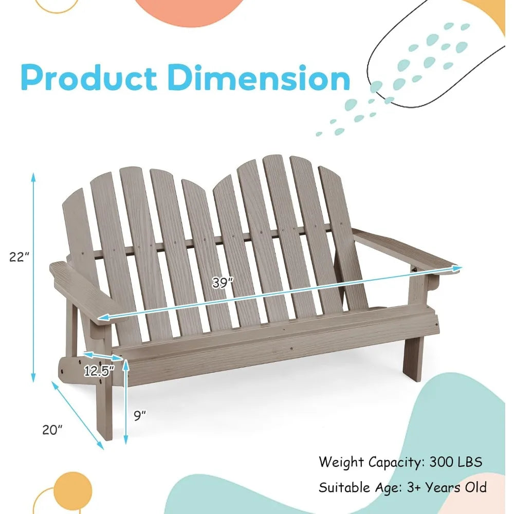 2-Seat - Children's Outdoor Chair with High Back
