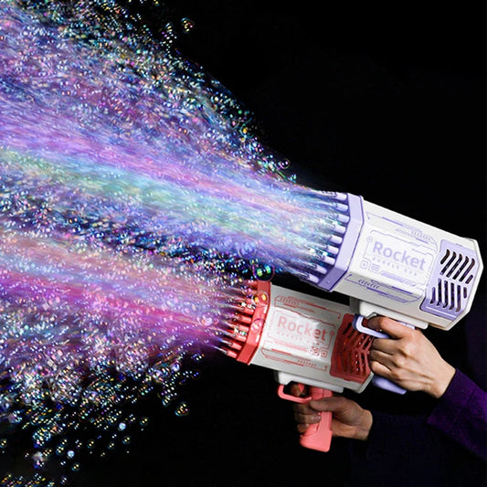 Bubble Gun Kids Toys Rocket 69 Holes Soap Bubbles Machine Gun