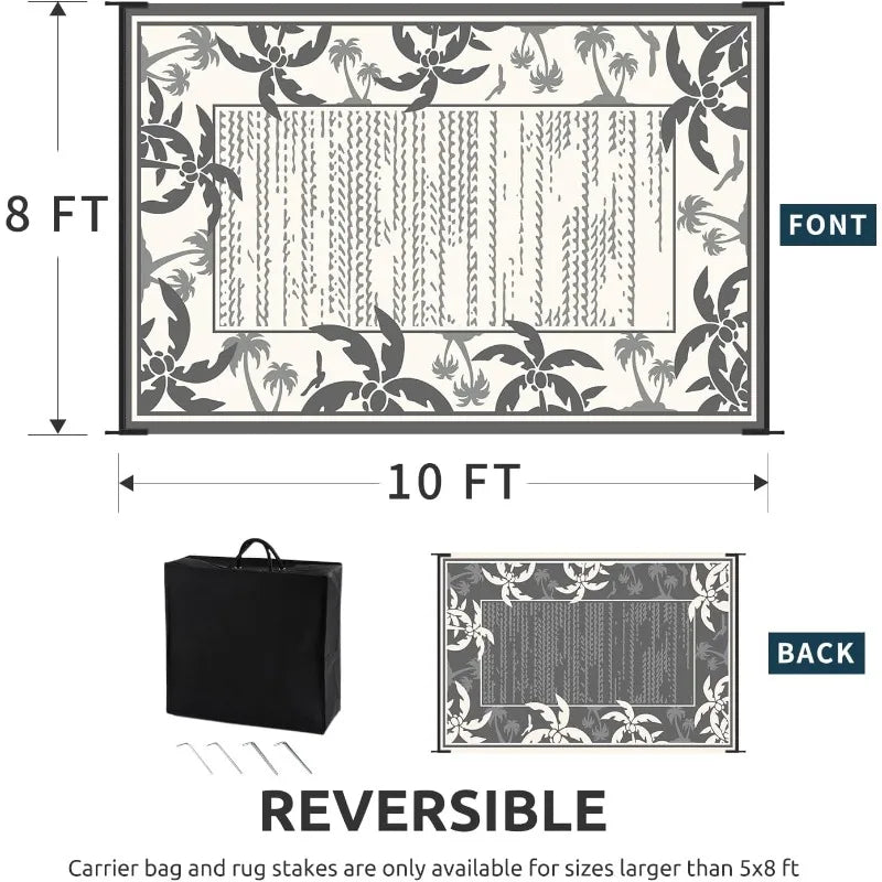 Outdoor-Rug 8x10 ft Waterproof Reversible