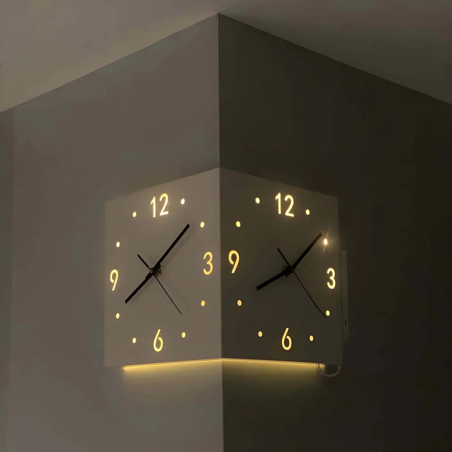 Combination Corner Double Sided Luminous Wall Clock Mute