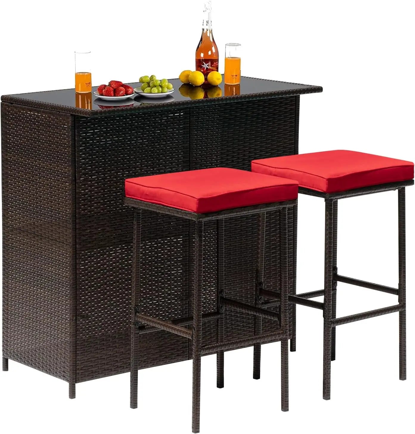 3 Piece Patio Set Chairs Wicker Sets