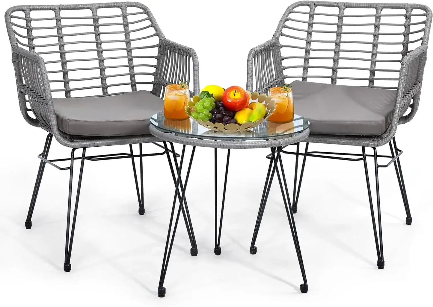 Patio Conversation Furniture Set, Includes 2 Chairs, 2 Ottomans,  Side Table