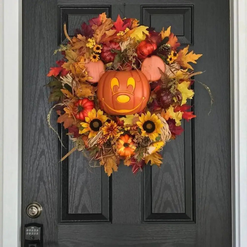 Hign-concerned Halloween Garland Artificial Maple Leaf Wreath Decor