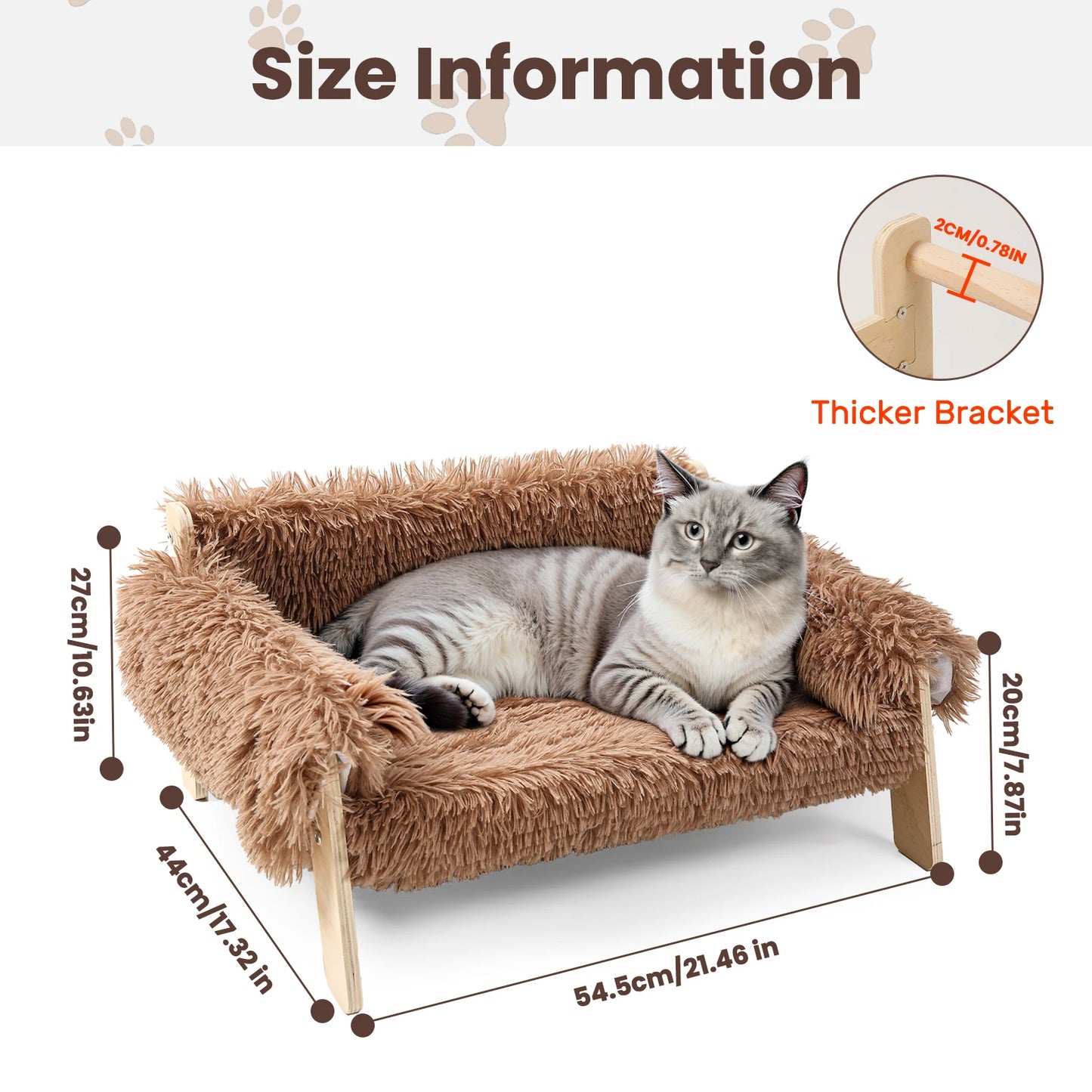 Large Bed Sturdy Wooden Leg Raised Plush Cat Sofa Bed