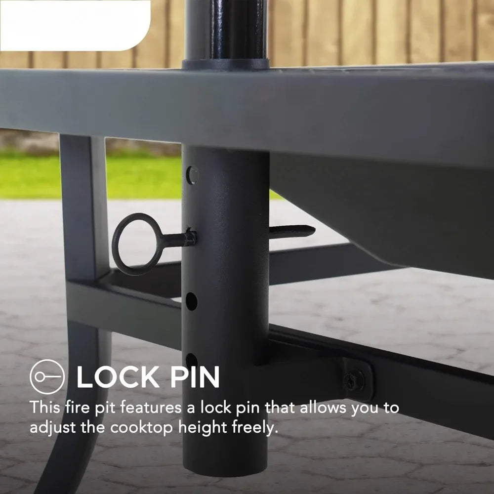 38 in Fire Pit Table with Adjustable Cooking Swivel BBQ Grill