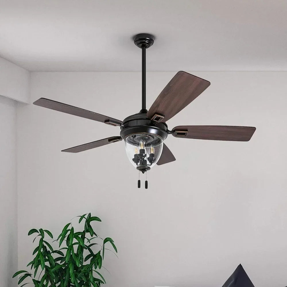 52"  Bronze LED Outdoor Ceiling Fan With Light