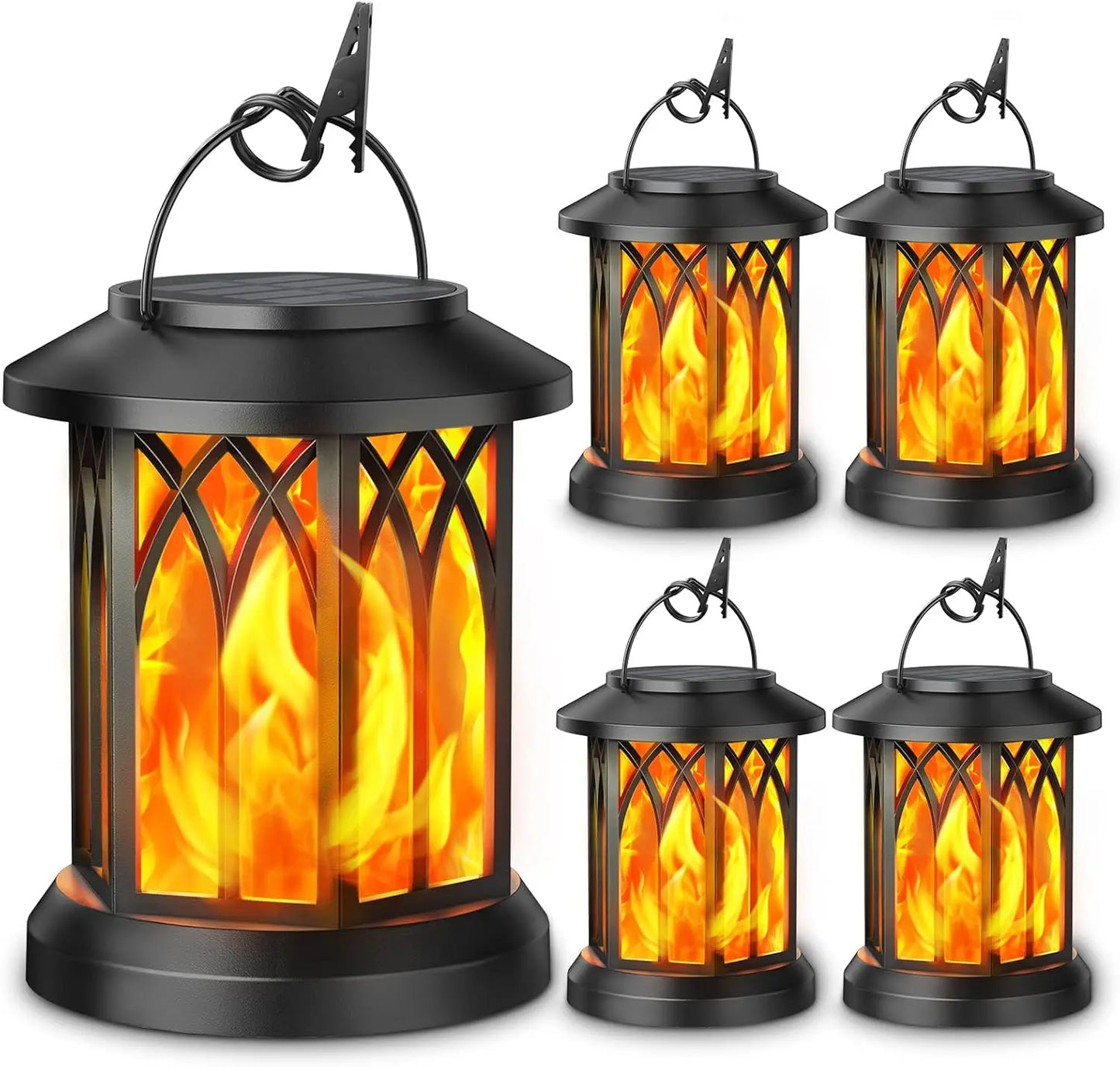 2/4 Pack Upgraded Flickering Flame Solar Lanterns Lights Outdoor,