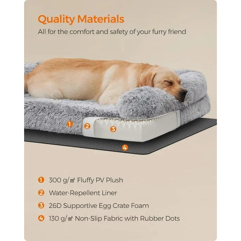 Dog Bed, Orthopaedic Dog Sofa Bed for Medium Dogs, Waterproof Ped Bed with Removable Washable Cover, 36 x 27 x 9 Inches