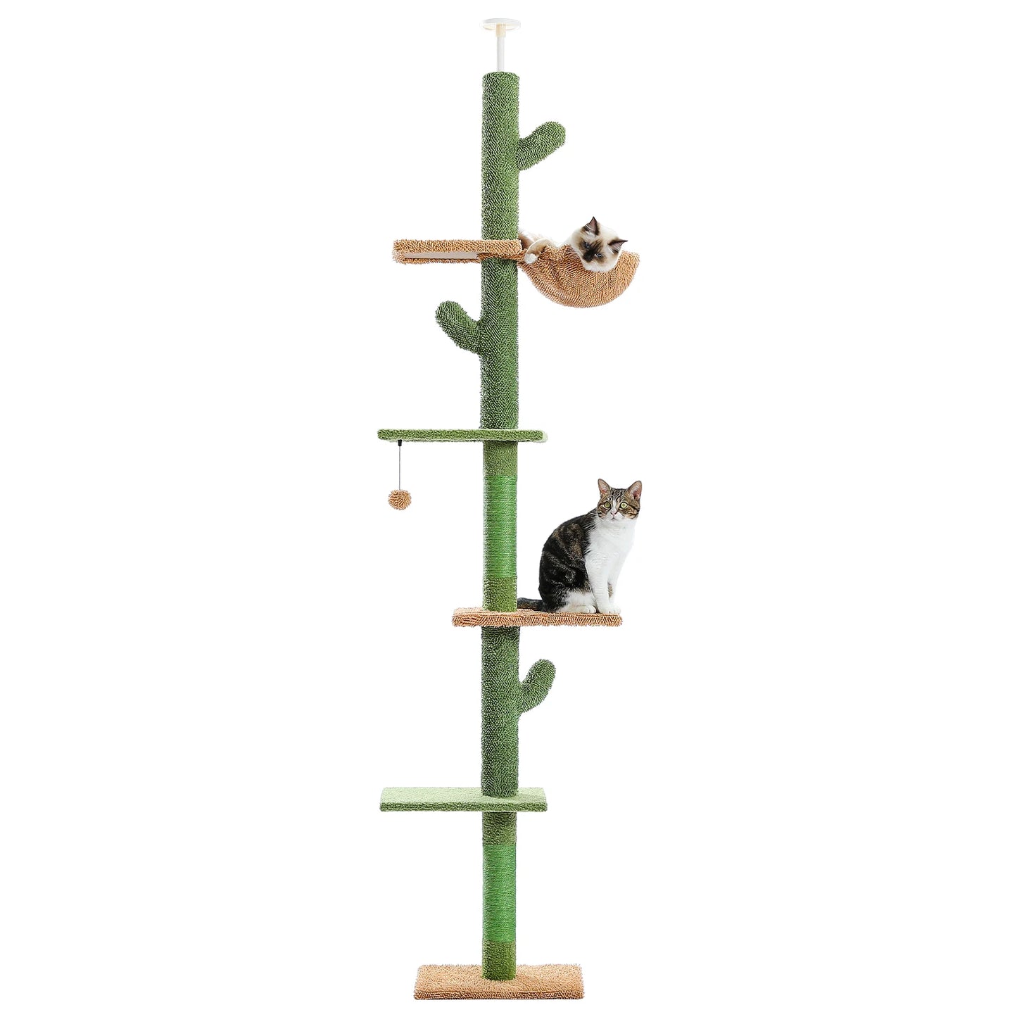 5-Tier Floor to Ceiling Cat Tower Cactus Tall Climbing Tree
