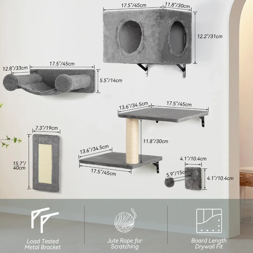 Breed Cat Wall Furniture Set with Shelves and Scratching Post