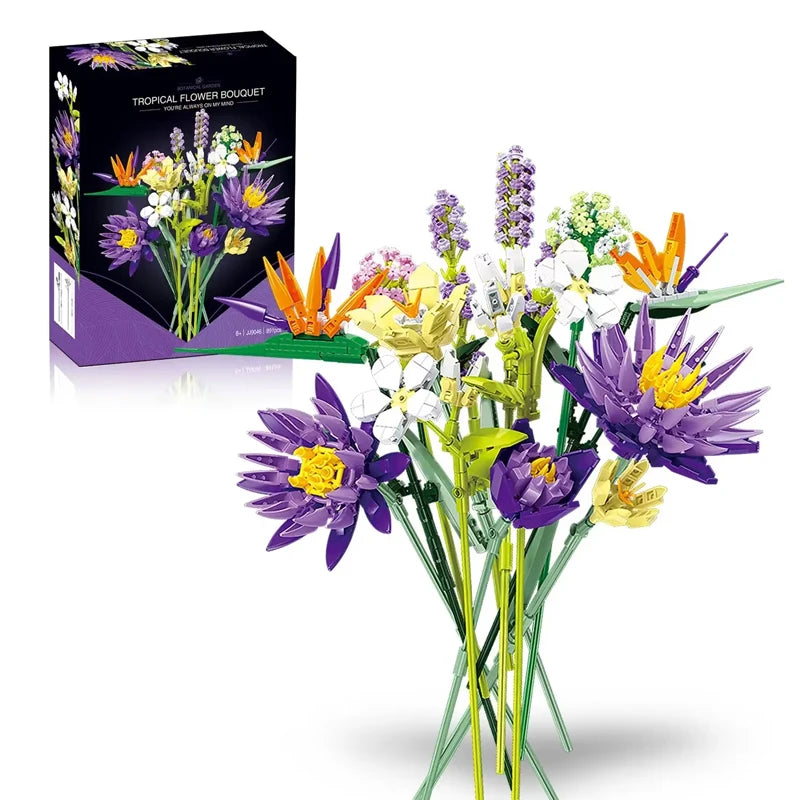 Tropical Flower Bouquet Building Blocks Toys Home Decor