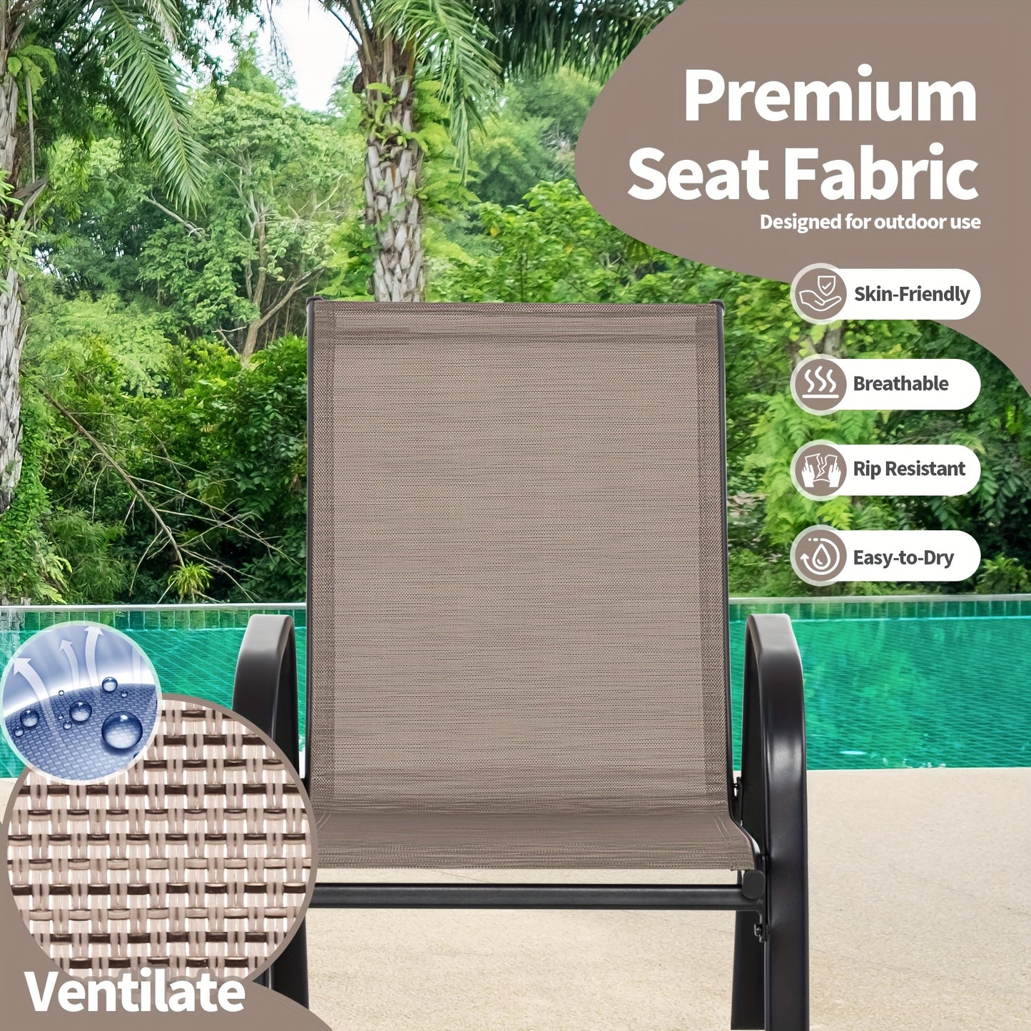 Patio Rockers Seat of 2 w/ Breathable Seat & Back, Heavy-Duty Metal Support,