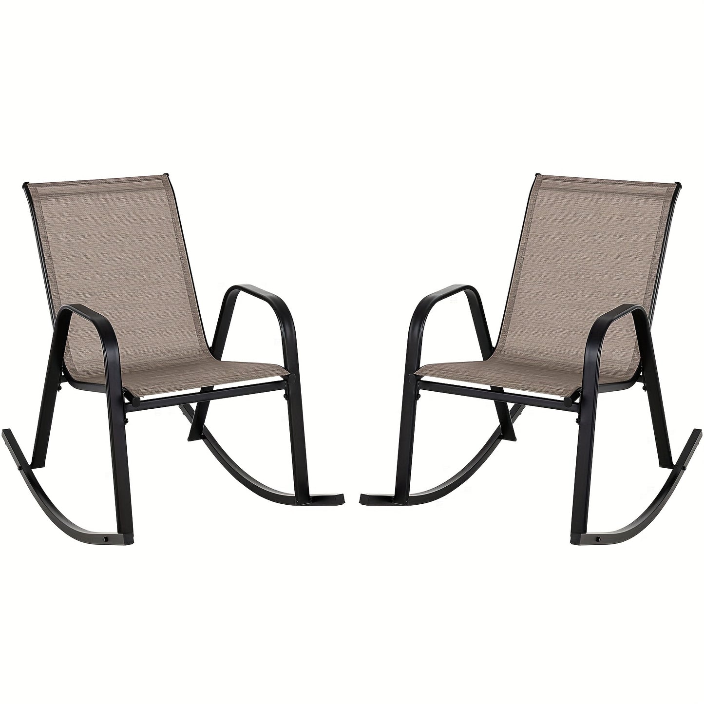 Patio Rockers Seat of 2 w/ Breathable Seat & Back, Heavy-Duty Metal Support,