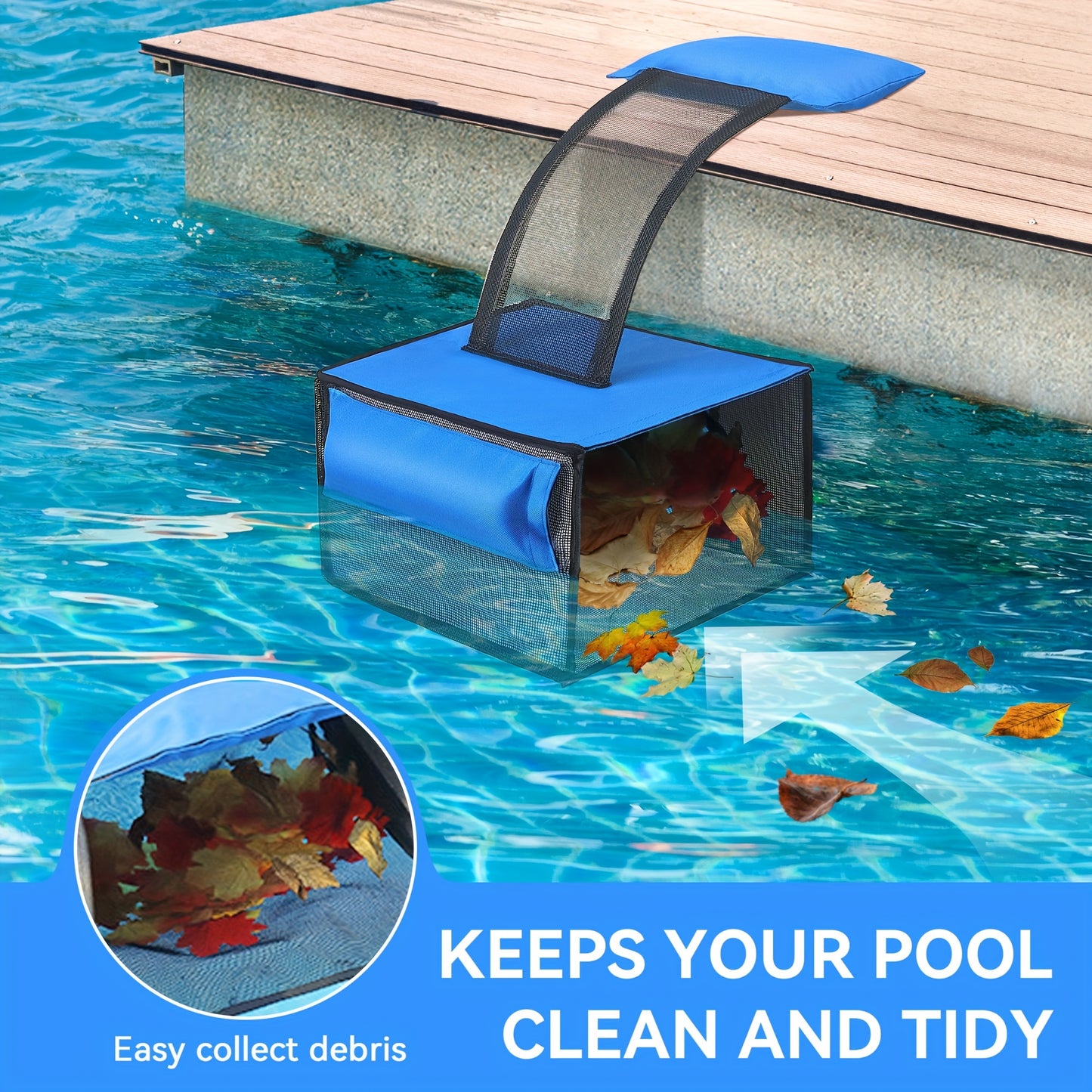 Efficient Leaf Catcher with Mesh Basket & Removable Liner, Ideal for Home Pools Up to 200 Sq